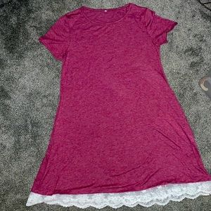 Women’s cotton and lace magenta dress